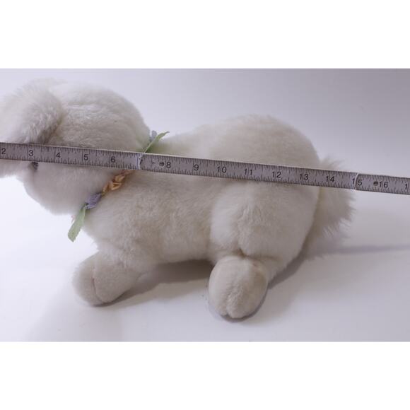 Easter Bunny, Medium Plush, Floral Collar, Stuffed Animal, ~ 241211-WH M-17-11 - Picture 3 of 3